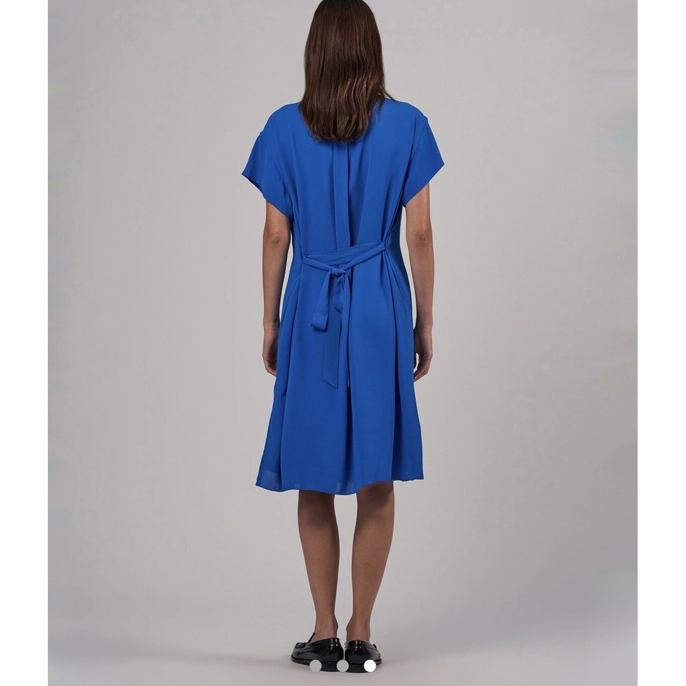 ATM Anthony Thomas Melillo Crepe Georgette Dress Cobalt Blue Small Relaxed Chic - Picture 3 of 14
